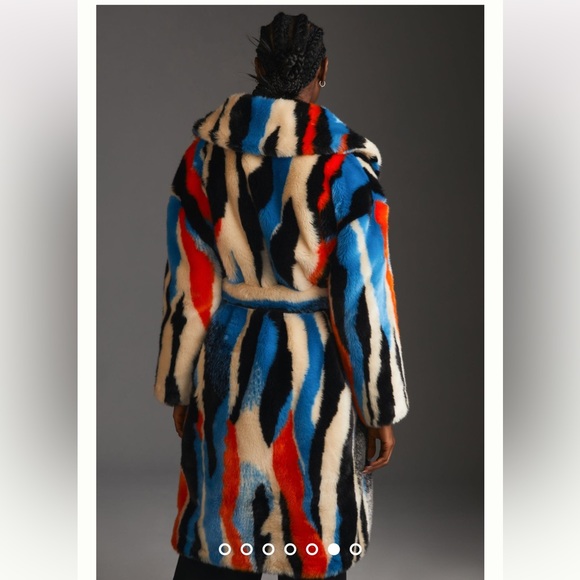 Anthropologie NWT Jakke Multicolor Faux Fur Coat Size S. - Picture 6 of 13